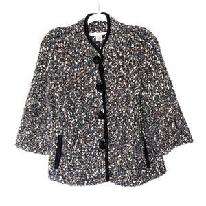 Jillian Nicole Petite Bouclé Knit Jacket Wool Blend Button Front Cardigan PL